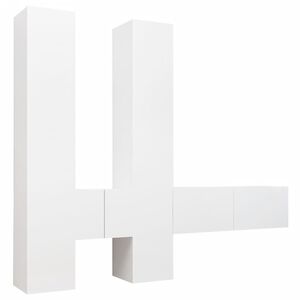 vidaXL 6 Piece TV Cabinet Set White Engineered Wood