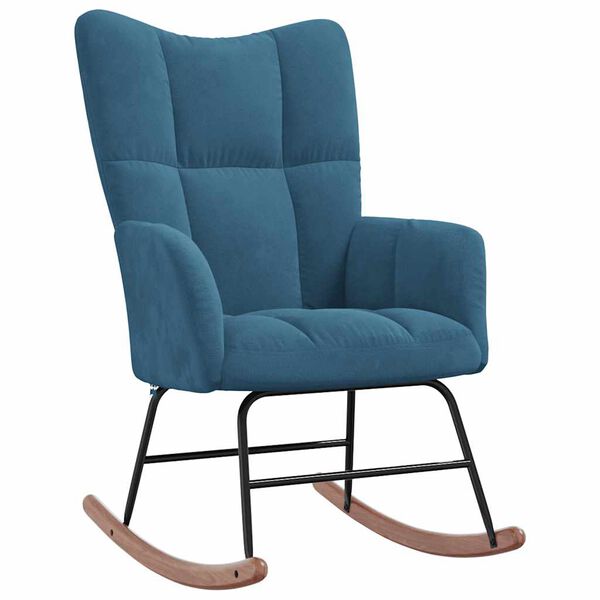 vidaXL Rocking Chair Blue Velvet