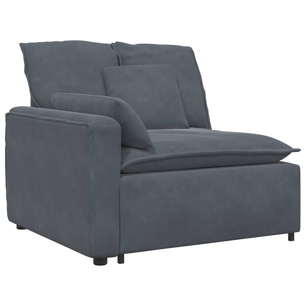vidaXL Modular Sofa with Cushions Velvet Dark Grey
