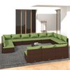 vidaXL 14 Piece Garden Lounge Set with Cushions Brown Poly Rattan