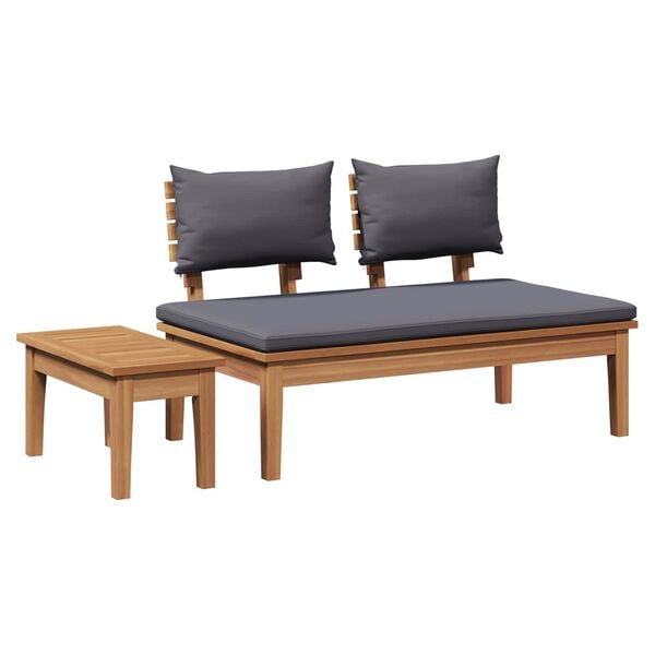 vidaXL Garden Bench 2 pcs Grey and Brown Solid Teak wood