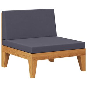vidaXL Sectional Middle Sofa with Dark Grey Cushions Solid Acacia Wood