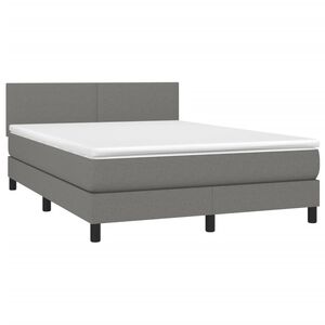 vidaXL Box Spring Bed with Mattress Dark Grey 153x203 cm Queen Size Fabric