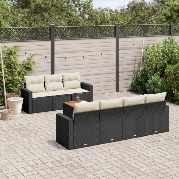 vidaXL 8 Piece Garden Sofa Set with Cushions Black Poly Rattan