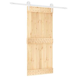vidaXL Sliding Door Natural and White 90 x 210 cm Solid Pine Wood