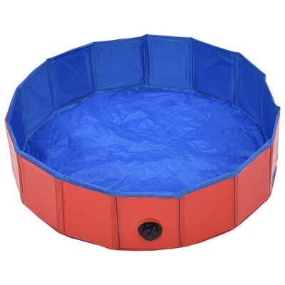 vidaXL Foldable Dog Swimming Pool Red 80x20 cm PVC