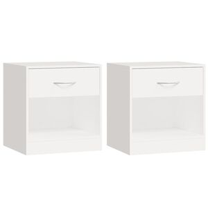 vidaXL Bedside Cabinet | Set of 2 | White | Engineered Wood, MDF | Medium