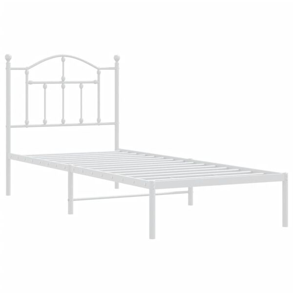 vidaXL Metal Bed Frame without Mattress with Headboard White 90x190cm