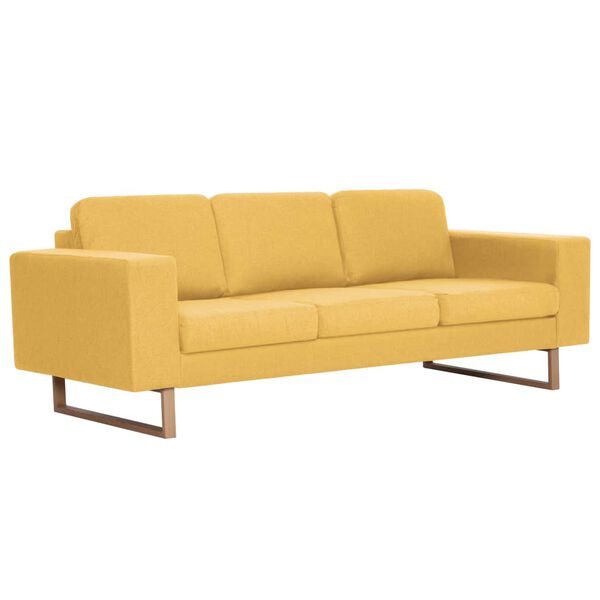 vidaXL 3-Seater Sofa Fabric Yellow