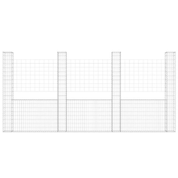 vidaXL U-shape Gabion Basket with 4 Posts Iron 380x20x200 cm