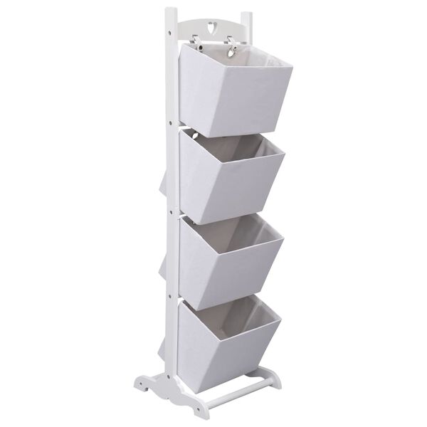 vidaXL 4-Layer Basket Rack White 35x35x125 cm Wood