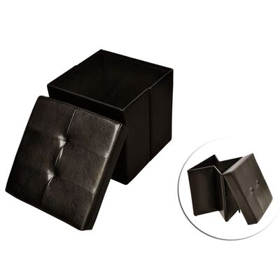 Brown Faux Leather Folding Storage Seat Bench Stool Ottoman