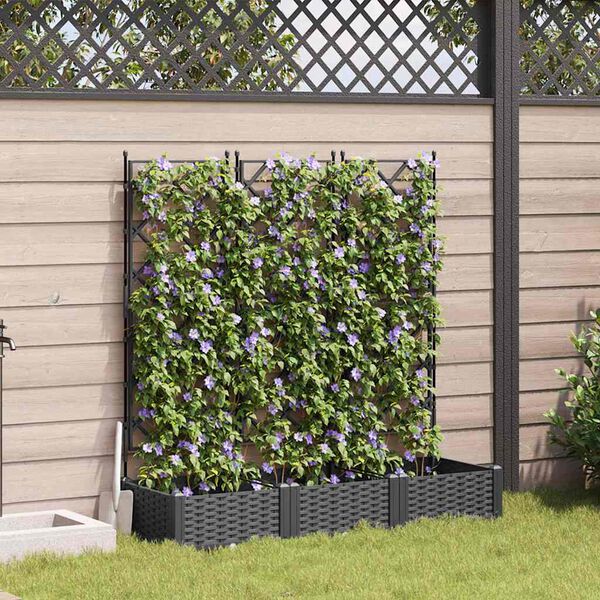 vidaXL Garden Planter 3 pcs Black 120 x 40 x 125.5 cm Steel