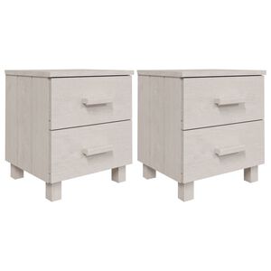 vidaXL Bedside Cabinet | Set of 2 | White | Solid pinewood, MDF | Small