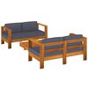 vidaXL 3 Piece Garden Lounge Set with Dark Grey Cushions Solid Wood