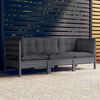 vidaXL 3-Seater Garden Sofa with Anthracite Cushions Solid Pinewood