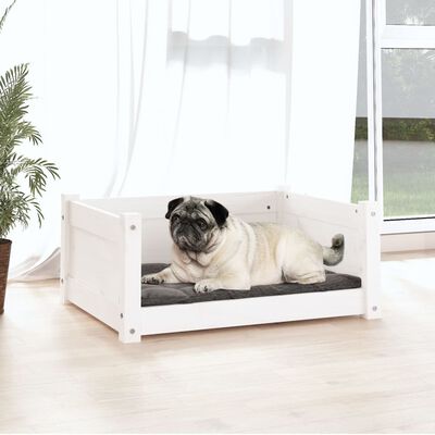 vidaXL Dog Bed White 65.5x50.5x28 cm Solid Pine Wood