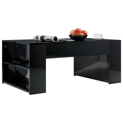 vidaXL Coffee Table High Gloss Black 100x60x42 cm Engineered Wood