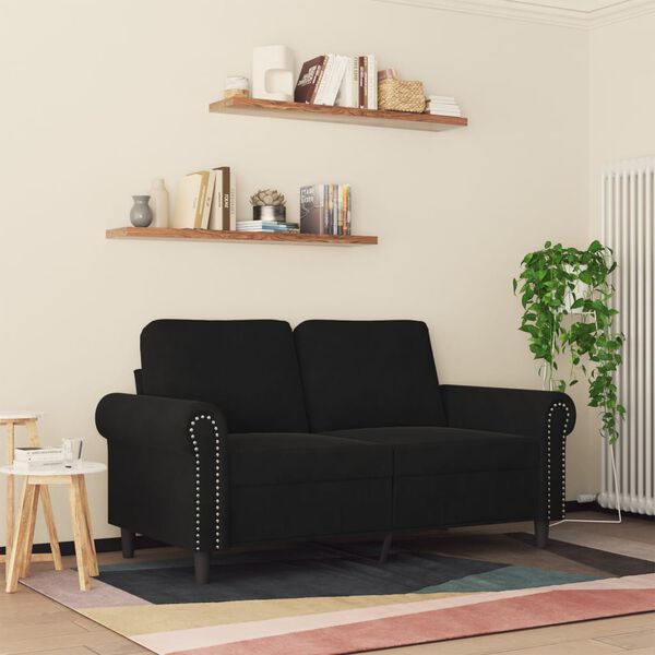 vidaXL 2-Seater Sofa Black 120 cm Velvet