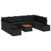 vidaXL Garden Sofa Set with Cushion 10 pcs Black Poly Rattan