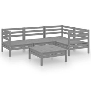 vidaXL 5 Piece Garden Lounge Set Solid Pinewood Grey