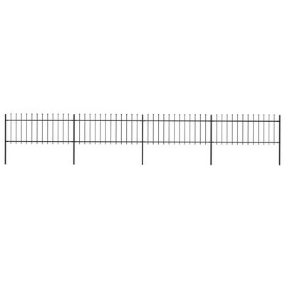 vidaXL Garden Fence with Spear Top Steel 6.8x0.8 m Black