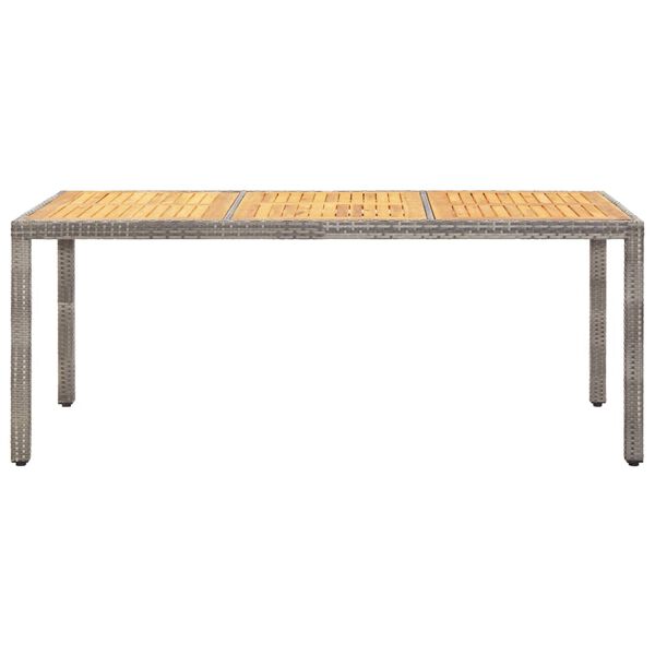 vidaXL Garden Table Grey 190x90x75 cm Poly Rattan and Acacia Wood