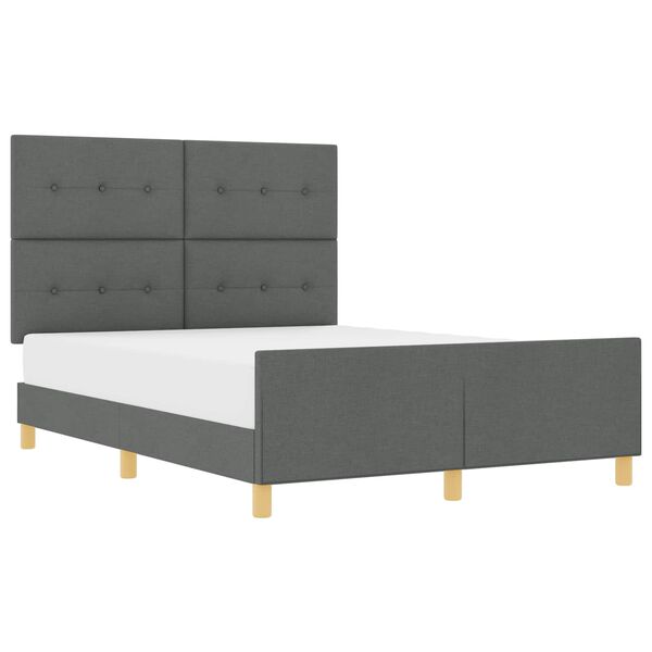 vidaXL Bed Frame with Headboard Dark Grey 137 x 190 cm Fabric