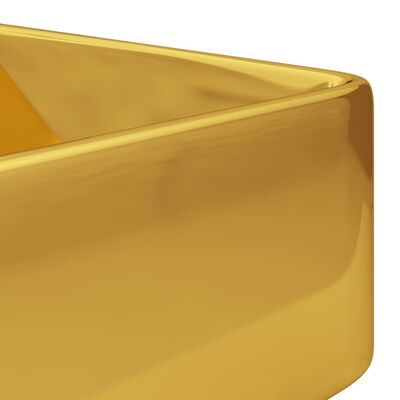 vidaXL Wash Basin with Faucet Hole 48x37x13.5 cm Ceramic Gold
