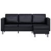 vidaXL Sectional Sofa 3-Seater Artificial Leather Black