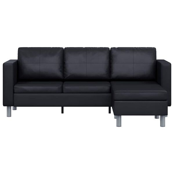 vidaXL Sectional Sofa 3-Seater Artificial Leather Black