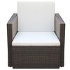 vidaXL Garden Chair with Cushions and Pillows Poly Rattan Brown