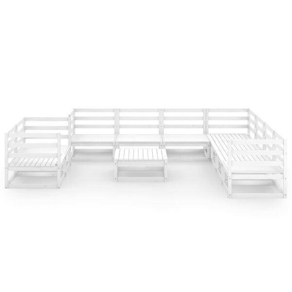 vidaXL 10 Piece Garden Lounge Set White Solid Pinewood