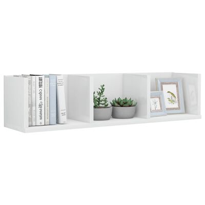 vidaXL CD Wall Shelf High Gloss White 75x18x18 cm Engineered Wood