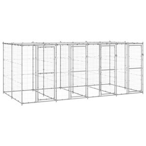 vidaXL Outdoor Dog Kennel Galvanised Steel with Roof 9.68 m&sup2;