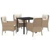 vidaXL Garden Dining Set with Cushion 5 pcs Beige Poly Rattan