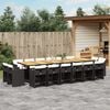 vidaXL 17 Piece Garden Dining Set with Cushions Black Poly Rattan