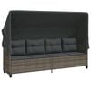 vidaXL Sun Lounger with Canopy and Cushions Grey Poly Rattan