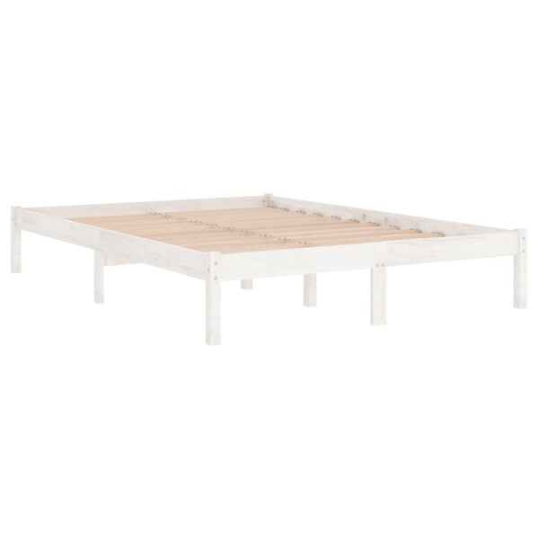 vidaXL Bed Frame without Mattress White Solid Wood Double