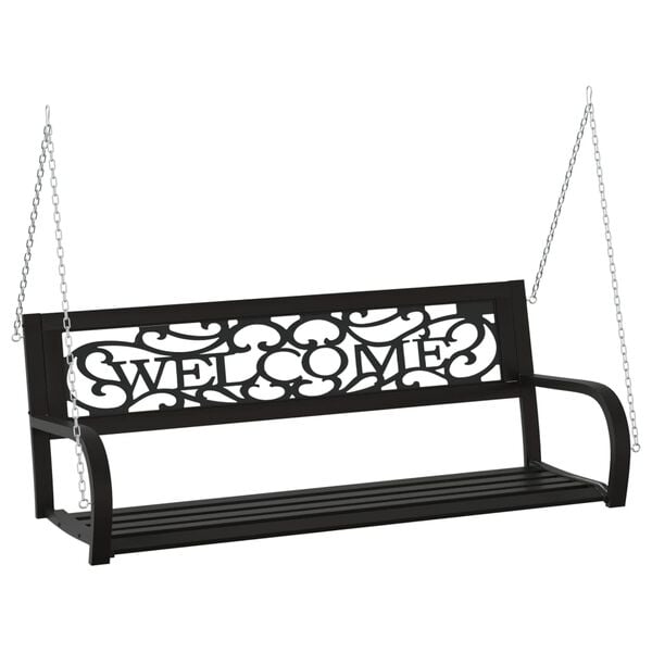 vidaXL Garden Swing Bench 125 cm Steel and Plastic Black