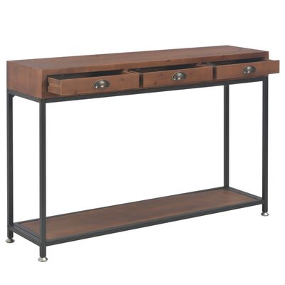 vidaXL Console Table with 3 Drawers 120x30x76 cm Solid Fir Wood