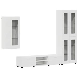 vidaXL TV Cabinet Set with Drawer with Shelf White Engineered Wood