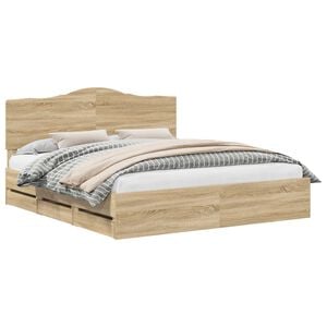 vidaXL Bed Frame with Drawer Sonoma Oak 180 x 200 cm Engineer Wood