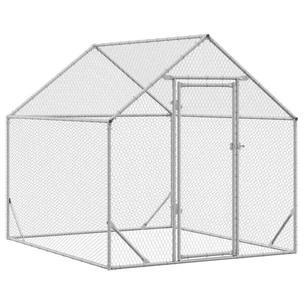 vidaXL Chicken Cage Silver 200x170x177cm Galvanised Steel