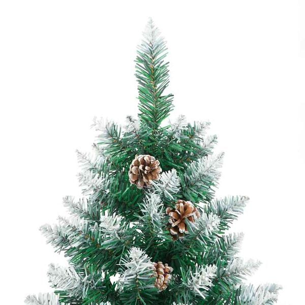 vidaXL Slim Christmas Tree Green 210 cm PVC and Solid Pine wood