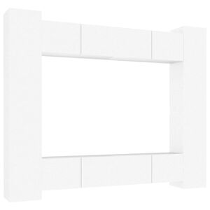vidaXL 8 Piece TV Cabinet Set White Engineered Wood