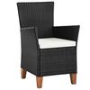 vidaXL Outdoor Chairs with Cushions 2 pcs Poly Rattan Black