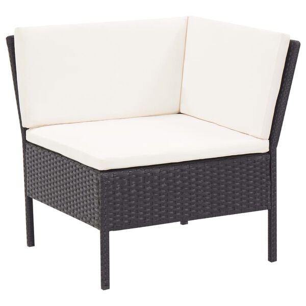 vidaXL 3 Piece Garden Lounge Set with Cushions Poly Rattan Black