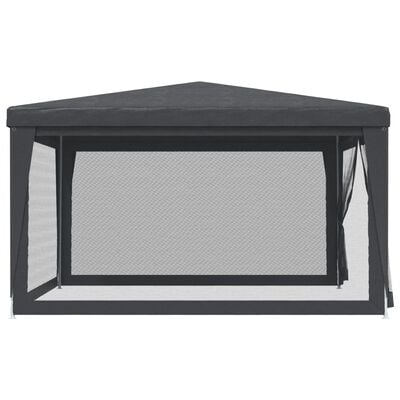 vidaXL Party Tent with 4 Mesh Sidewalls Anthracite 4x4 m HDPE