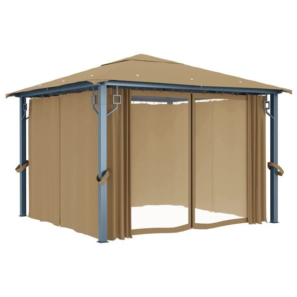 vidaXL Gazebo with Curtain 300x300 cm Taupe Aluminium